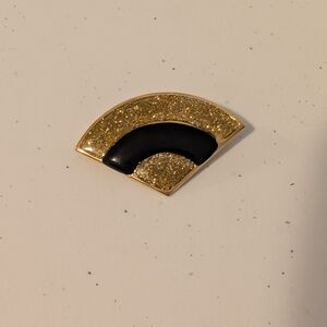 Vintage Gold And Black Brooch